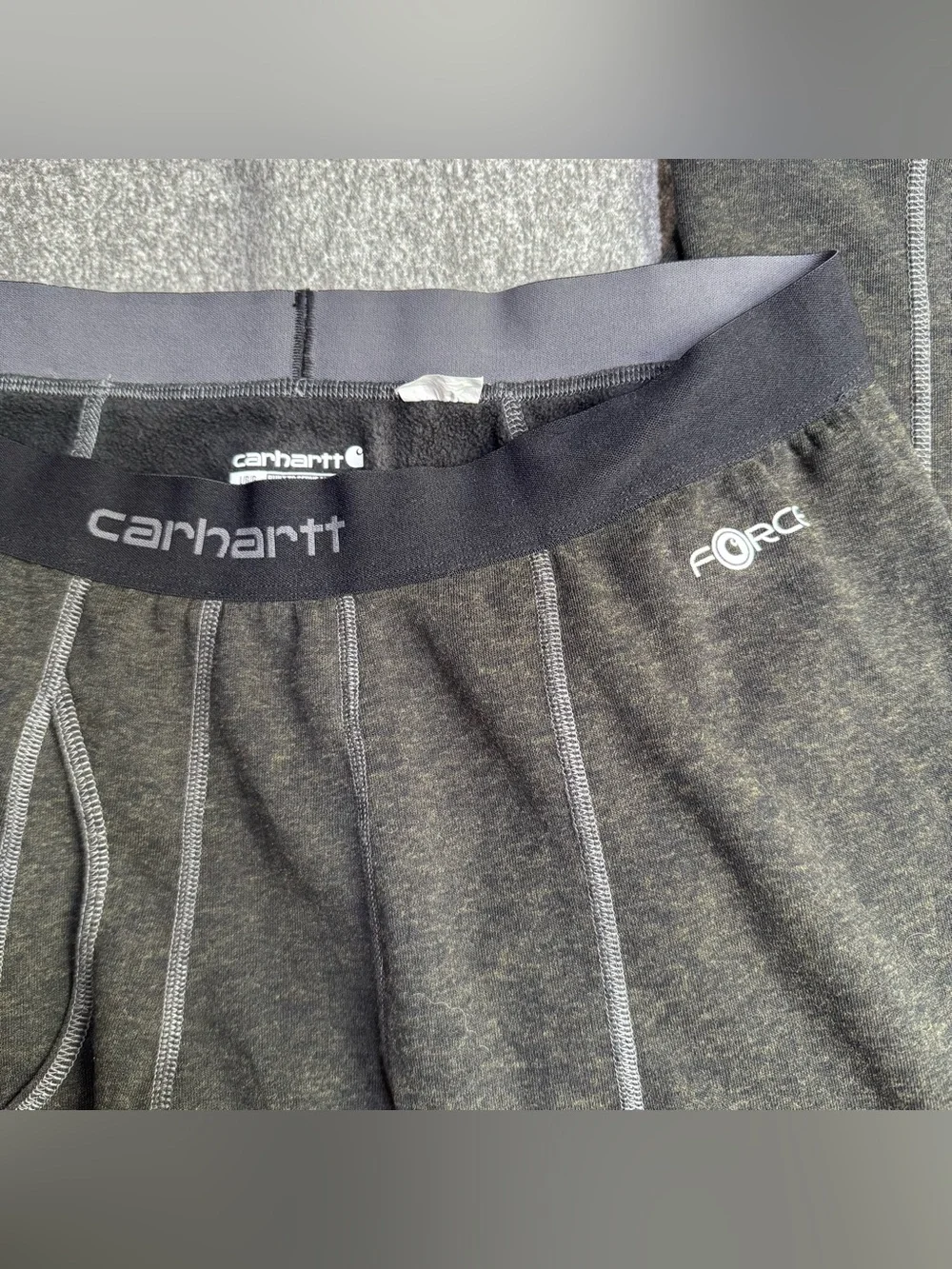 Carhartt Force Base Layer Pants Mens L Tall Black Wool Blend Thermal UH0173MT